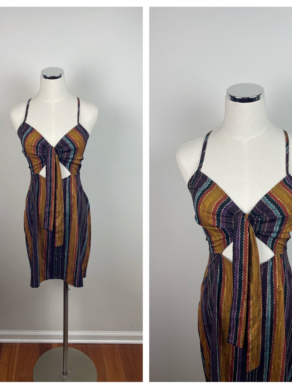 Nasty Gal Brown Purple Black Blue Orange Cut Out Spaghetti Sweetheart Dress